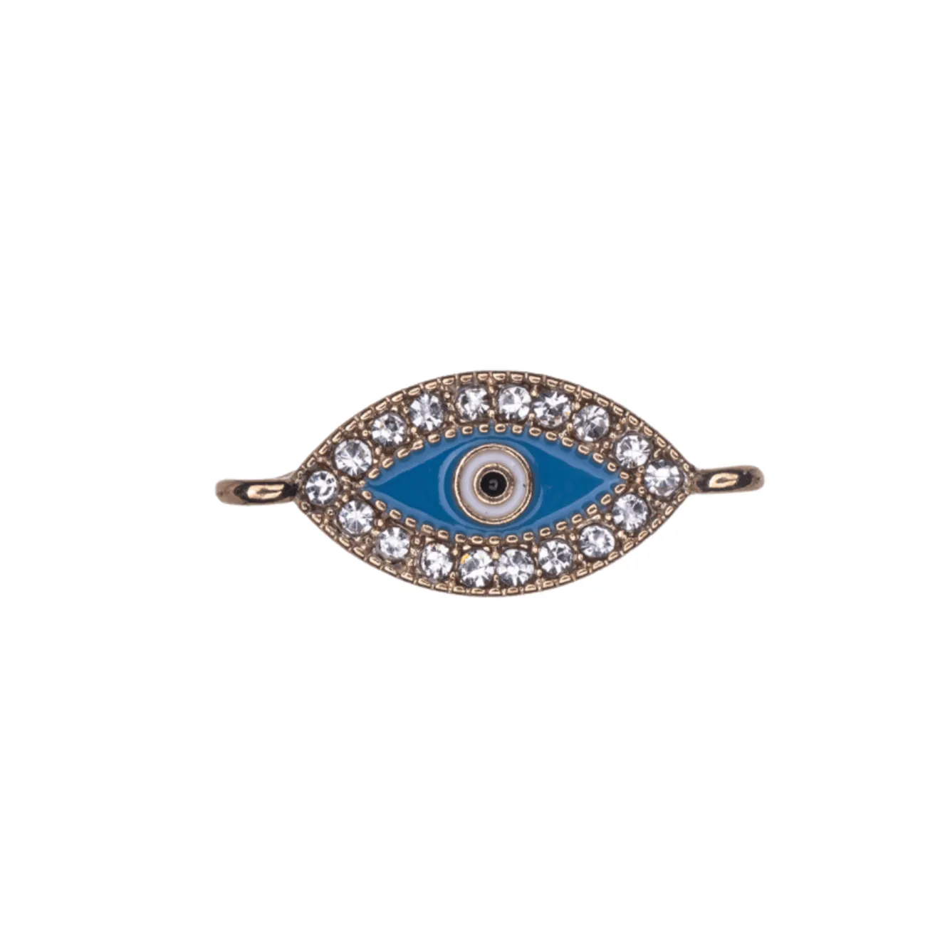 24.5mm x 10mm Inlaid Crystal Epoxy Eye Charm - Made of Zinc - Silver and 18k Gold Finishes - Sold by the Piece - K165