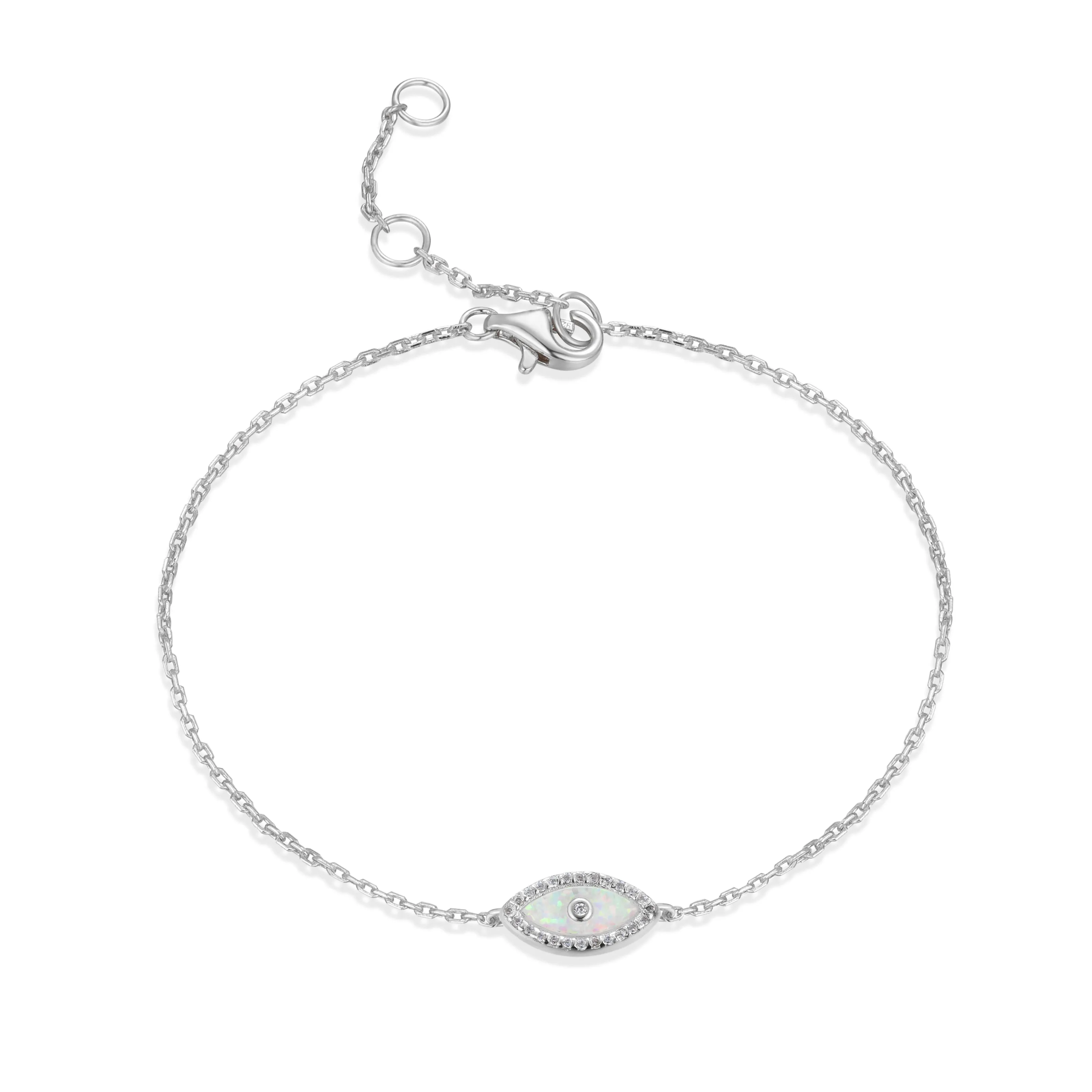 ALANI EVIL EYE WHITE OPAL SILVER BRACELET