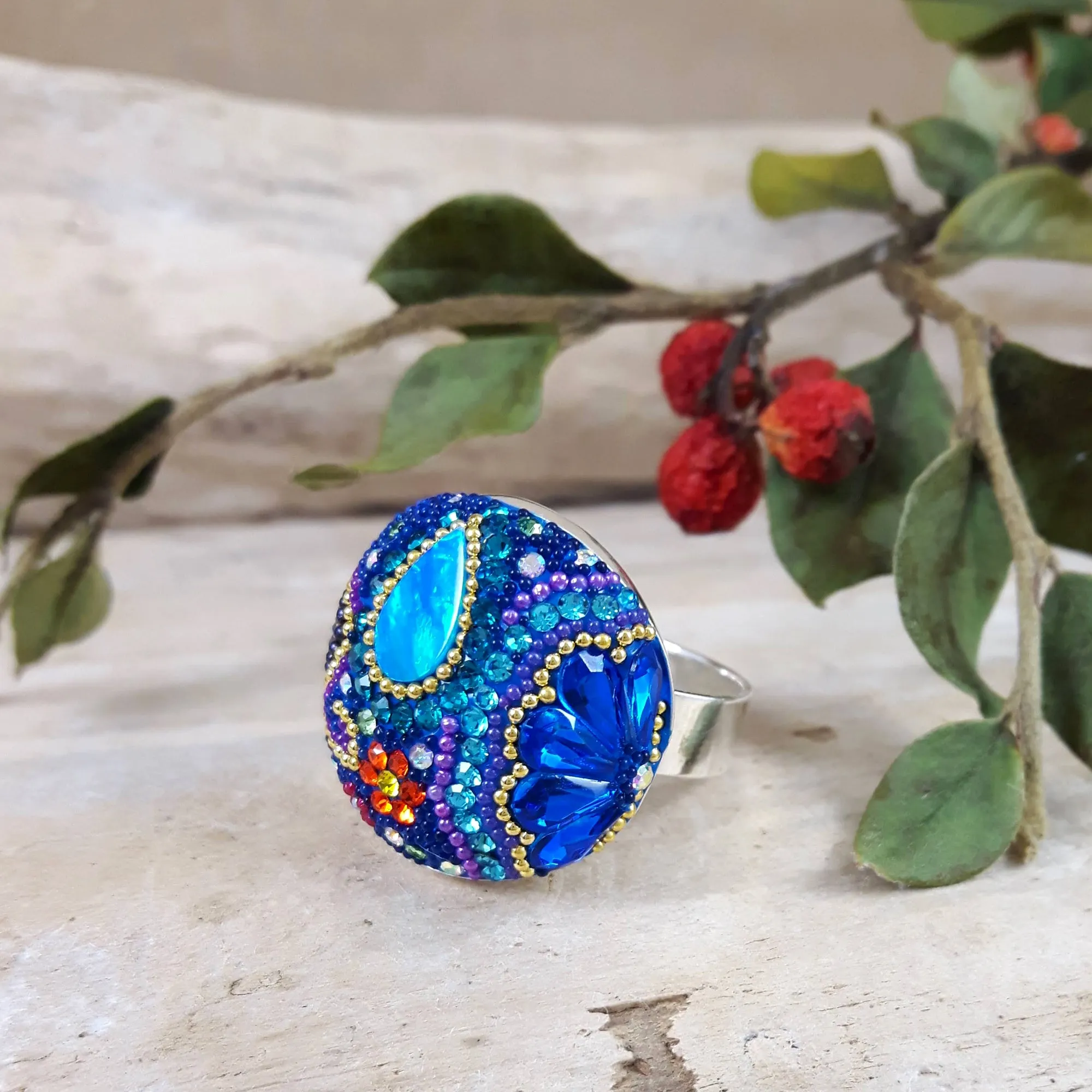 Allegra Dazzle Turquoise Adjustable Ring