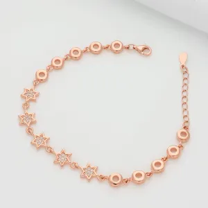 Charming Star Rose Gold Polish Silver Bracelet