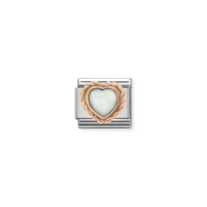 Classic Composable Heart Link In White Opal