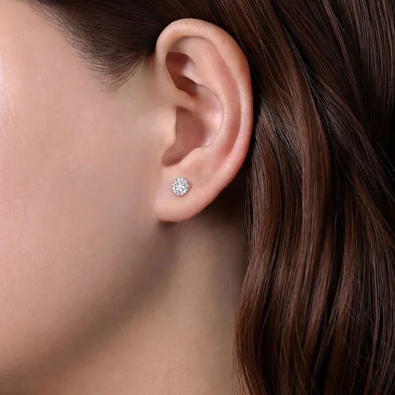 Cluster Diamond Stud Earrings in 14K White Gold
