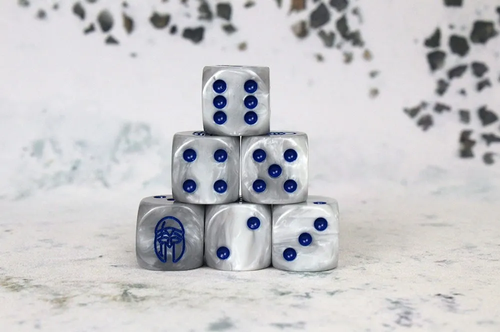 Conquest Dice: City States Faction: 25 Gray Swirl 16MM Six Sided Dice