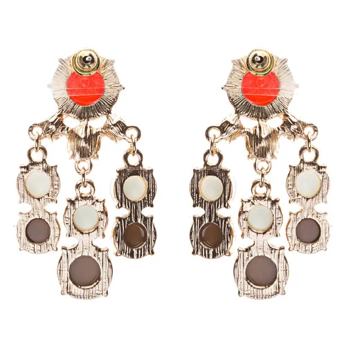 Contemporary Fashion Crystal Rhinestone Daring Design Dangle Earrings E852 Brown