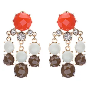 Contemporary Fashion Crystal Rhinestone Daring Design Dangle Earrings E852 Brown