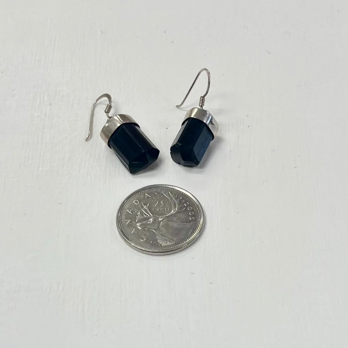 Dangle Pointed Tourmaline Earrings in Silver