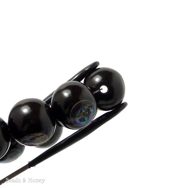 Ebony Wood with Abalone Shell Round 18mm (Half Strand)