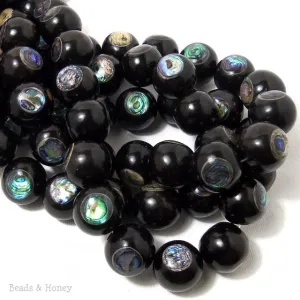 Ebony Wood with Abalone Shell Round 18mm (Half Strand)