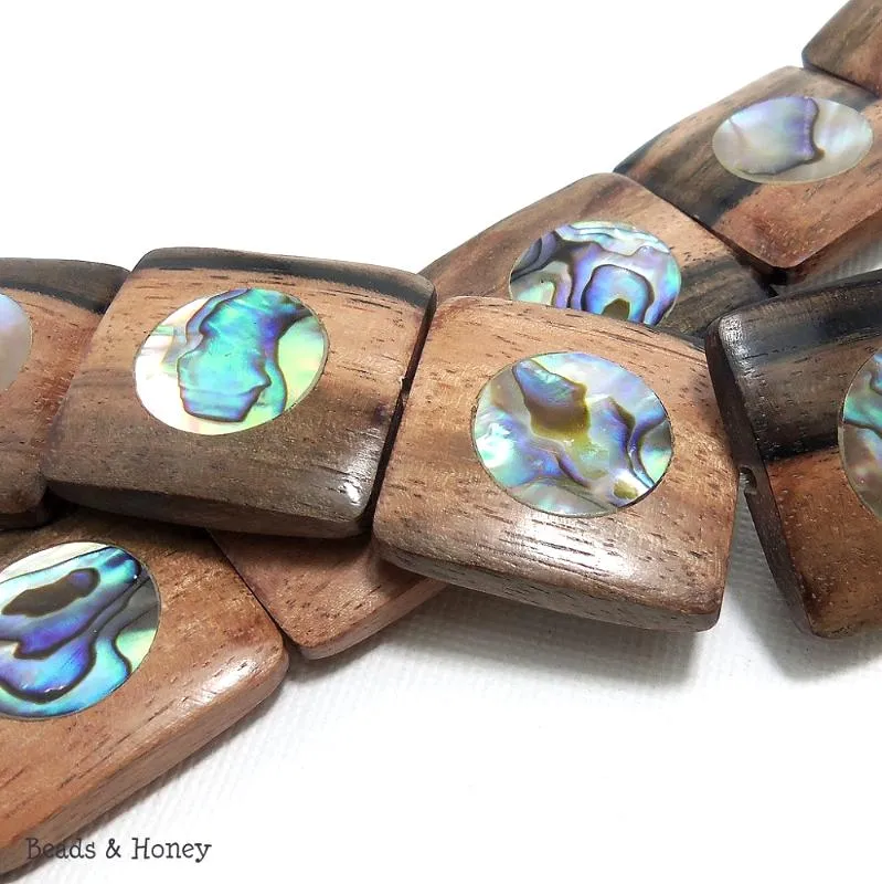 Ebony Wood with Abalone Shell Square 25x23mm (8pcs)