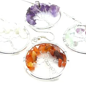 Gemstone Tree Earrings
