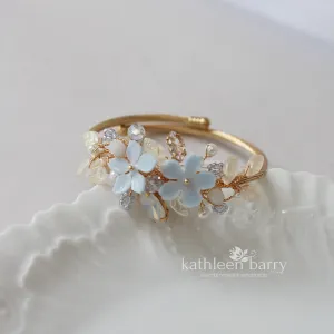 Gisela Flower leaf cuff bracelet, bangle style - assorted custom colors & finishes to order
