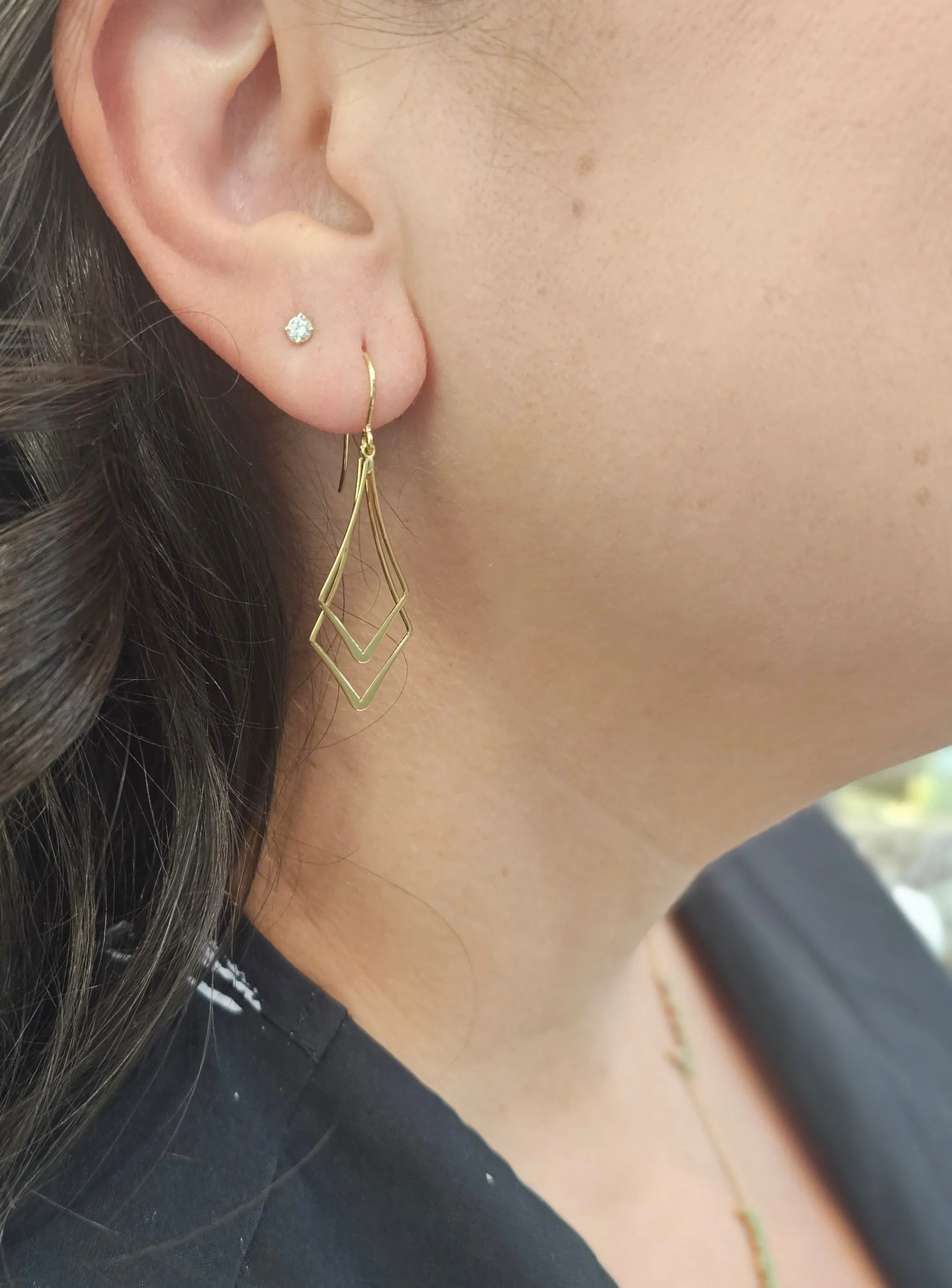 Gold Dangle Chevron Earring