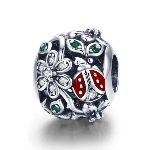 Green Flower Ring Charm
