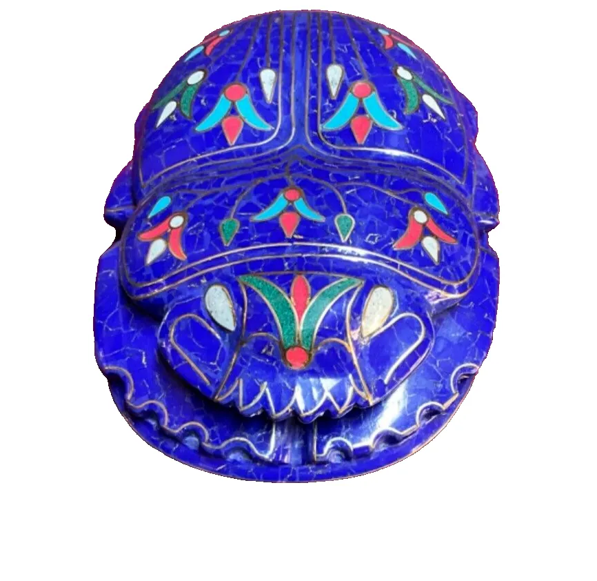 Handmade, Egyptian Pharaonic Scarab , Symbol of Good Luck, Lapis & Turquoise 10"