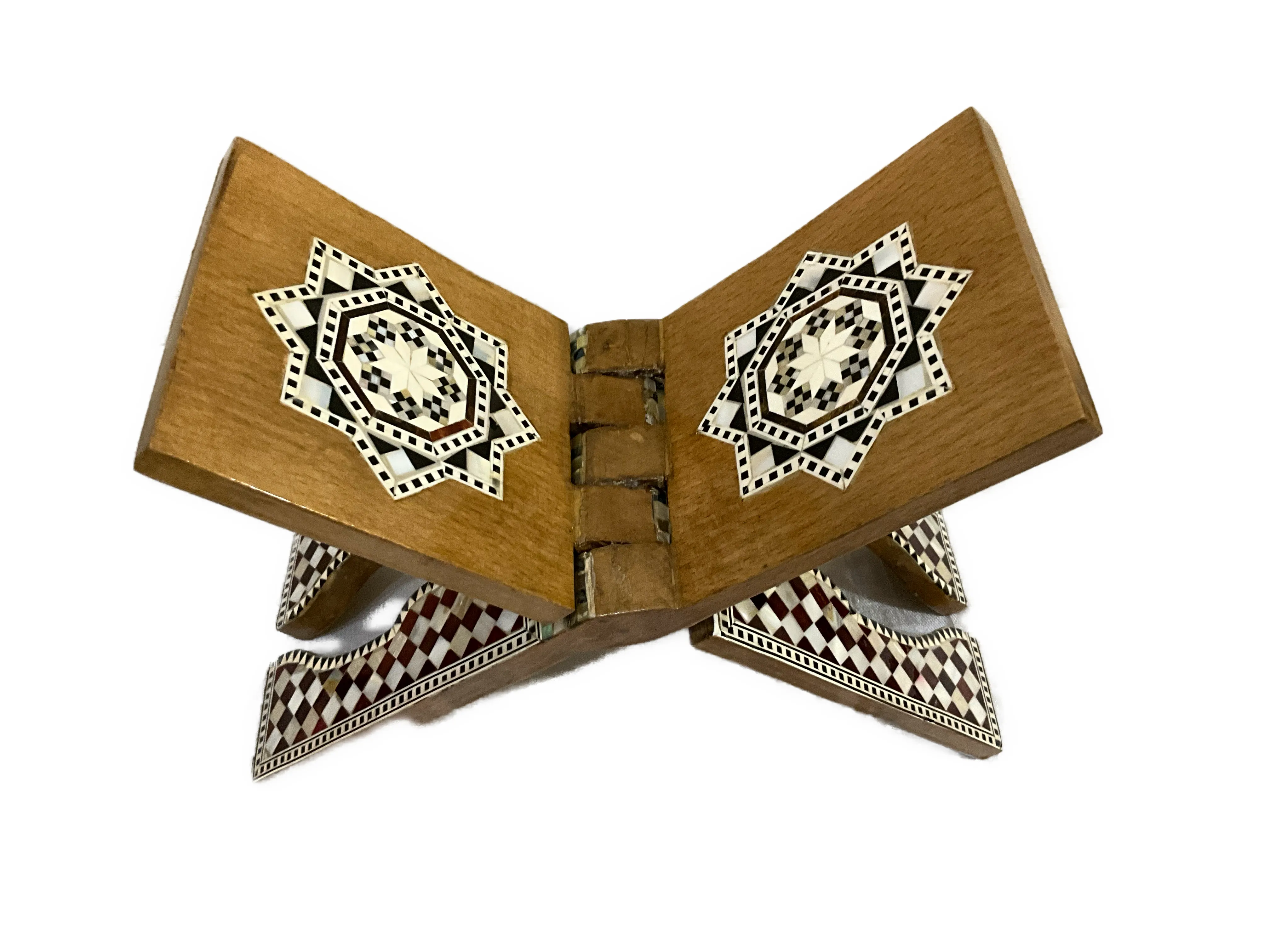 Handmade, Quran Stand, Wooden Book Stand, Islamic Home Decor, Inlaid Shell 13.2"
