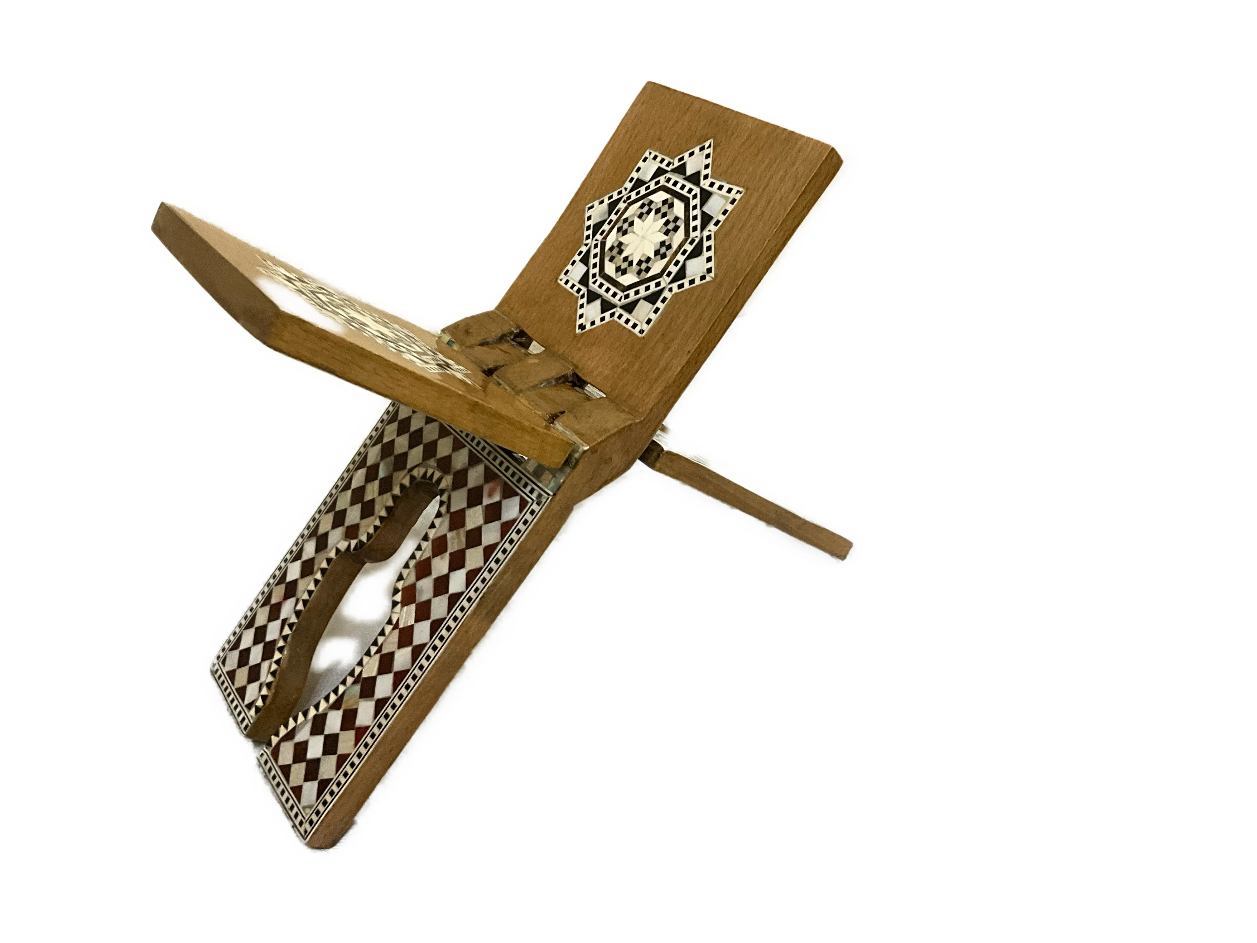 Handmade, Quran Stand, Wooden Book Stand, Islamic Home Decor, Inlaid Shell 13.2"
