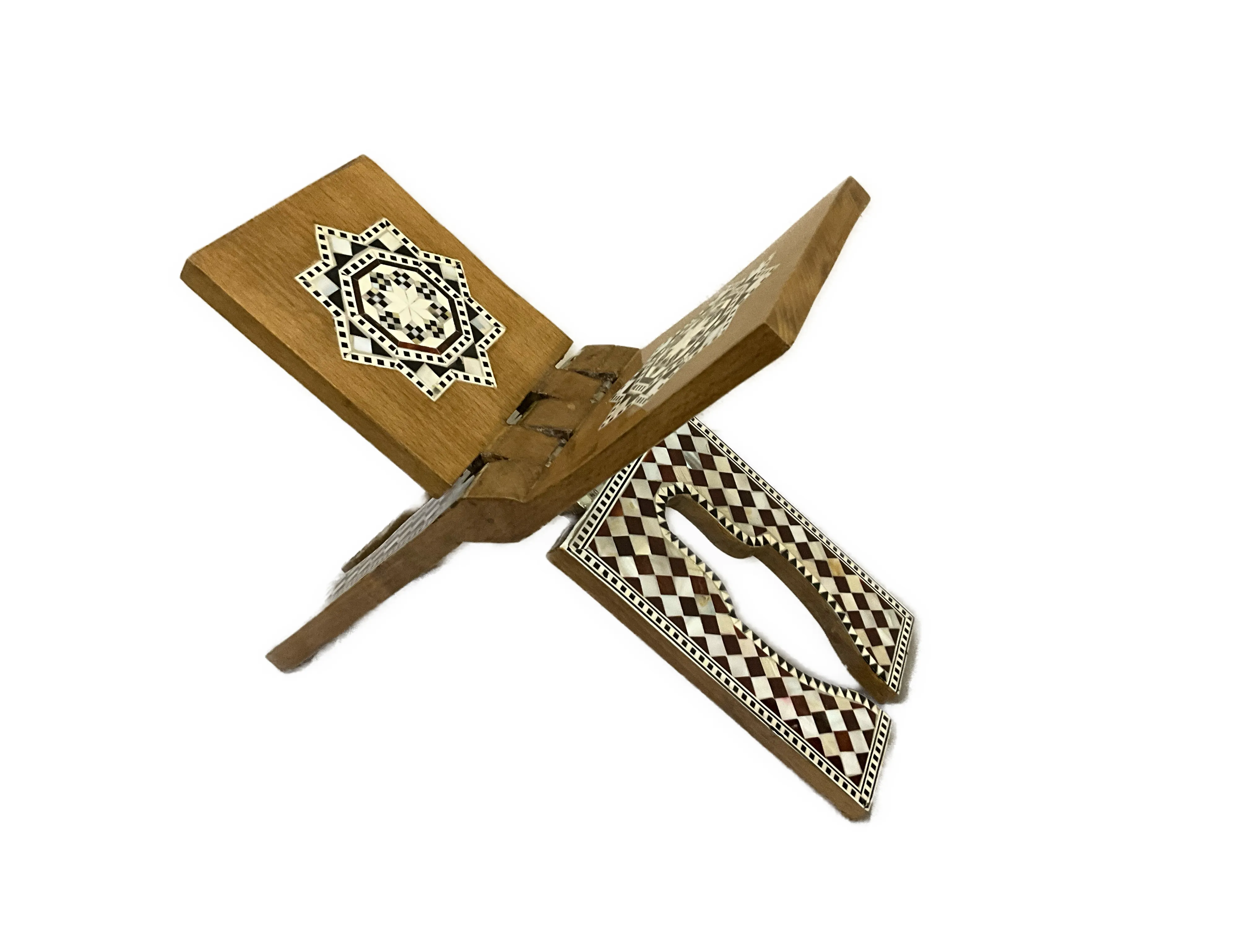 Handmade, Quran Stand, Wooden Book Stand, Islamic Home Decor, Inlaid Shell 13.2"