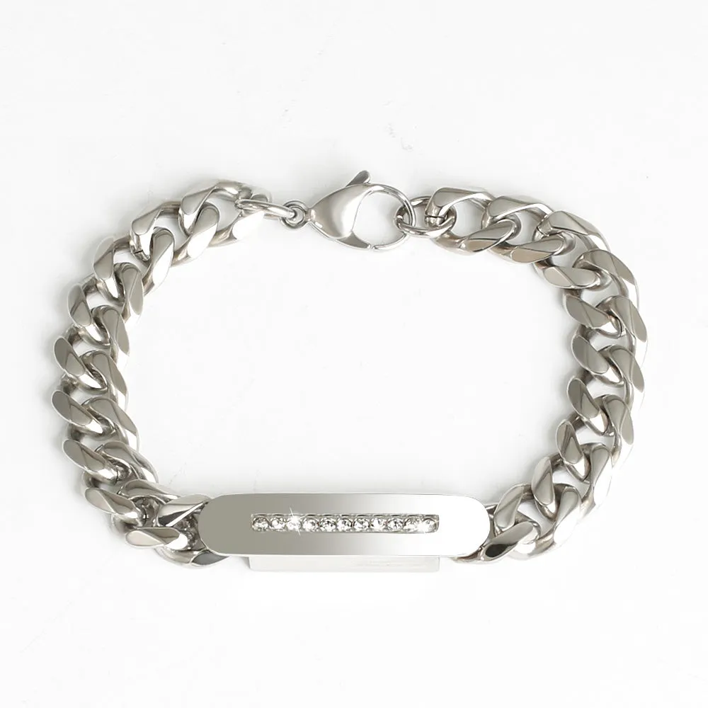 Men's 316L stainless steel inlaid Cuban bracelet men's jewelry