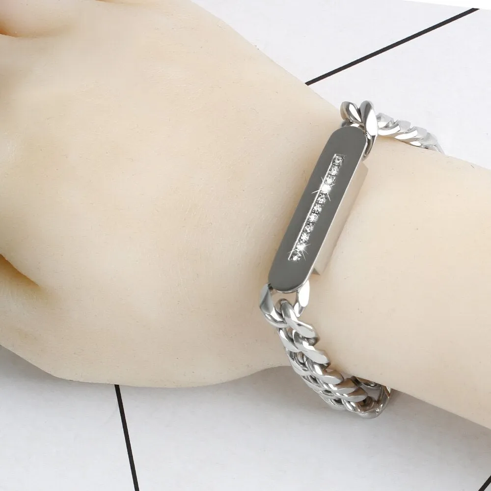 Men's 316L stainless steel inlaid Cuban bracelet men's jewelry
