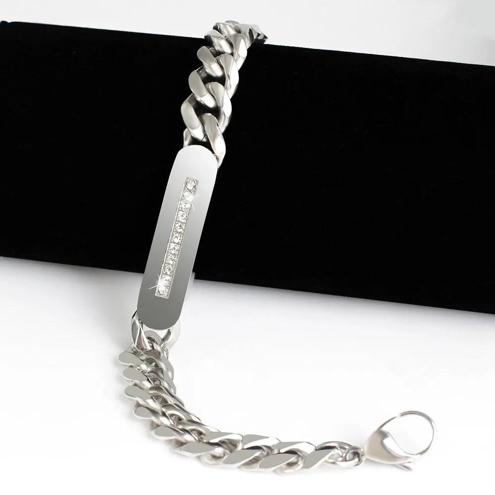 Men's 316L stainless steel inlaid Cuban bracelet men's jewelry