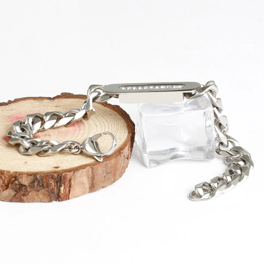 Men's 316L stainless steel inlaid Cuban bracelet men's jewelry