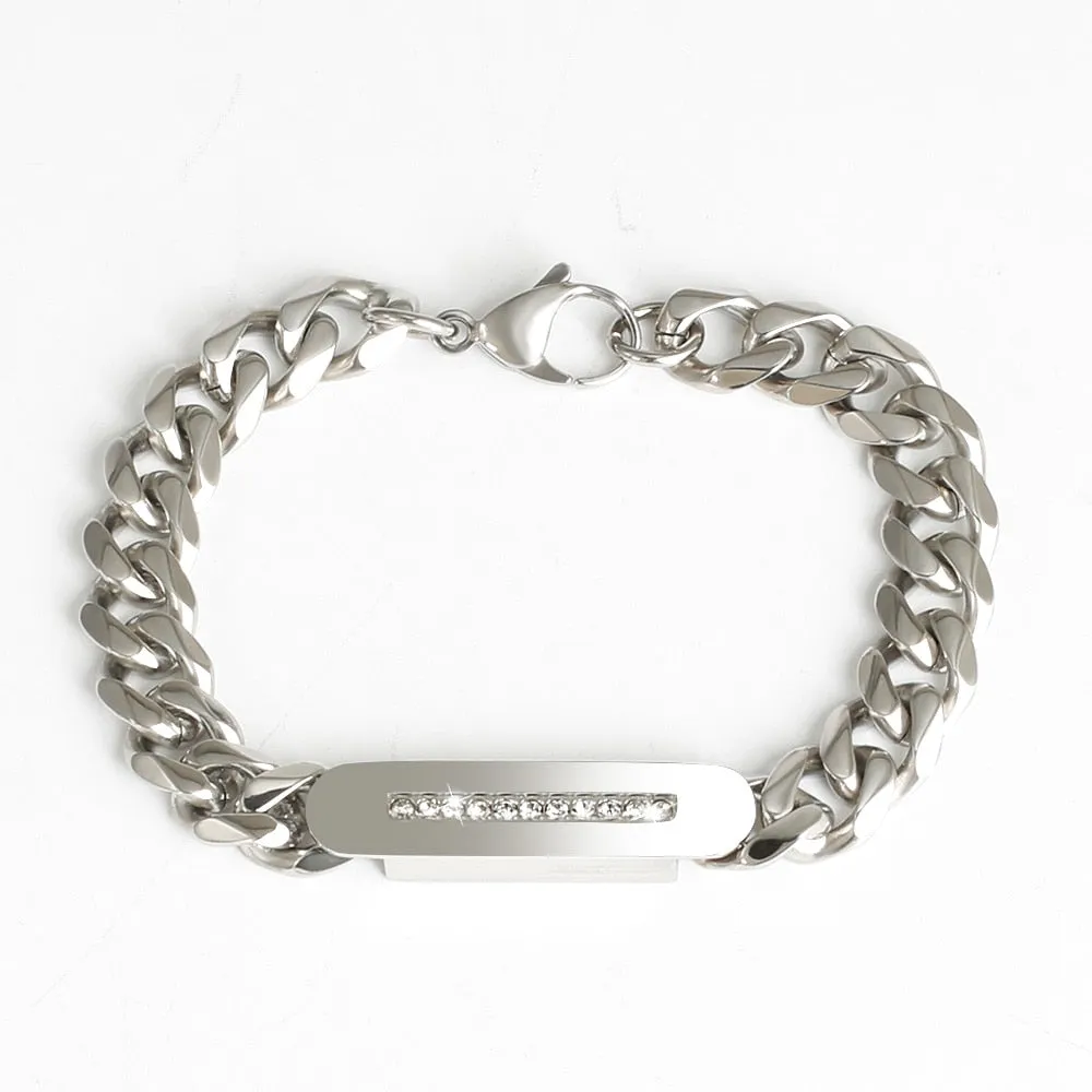 Men's 316L stainless steel inlaid Cuban bracelet men's jewelry