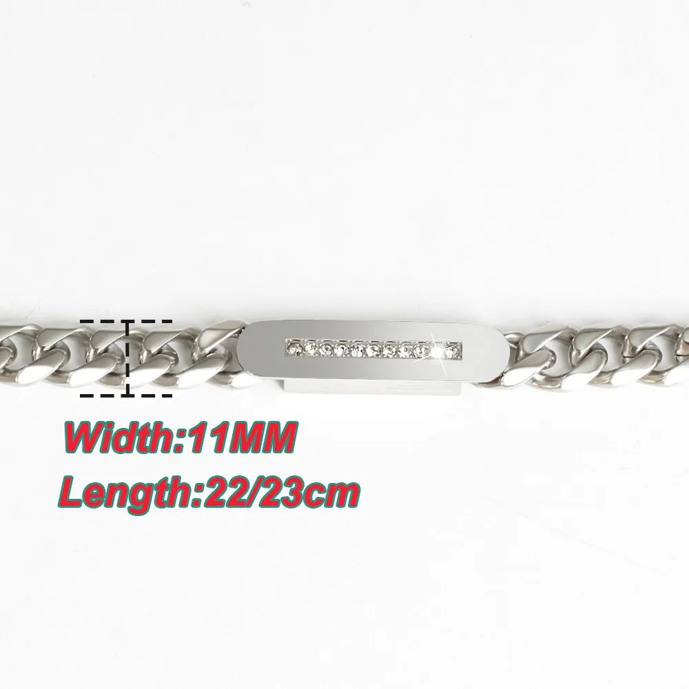 Men's 316L stainless steel inlaid Cuban bracelet men's jewelry