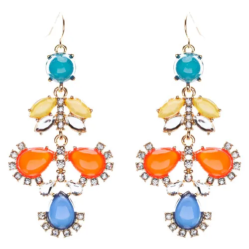 Modern Fashion Crystal Rhinestone Beautiful Floral Design Earrings E819 Orange