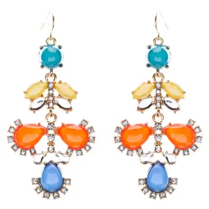 Modern Fashion Crystal Rhinestone Beautiful Floral Design Earrings E819 Orange