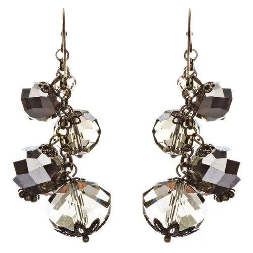Modern Fashion Crystal Rhinestone Cute Cluster Design Dangle Earrings E833 Gray