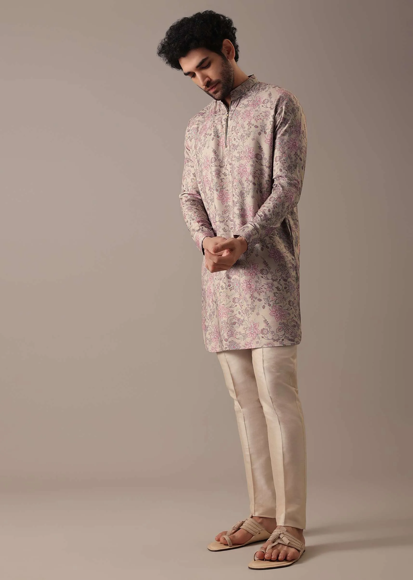 Multi Color Floral Print Kurta Set