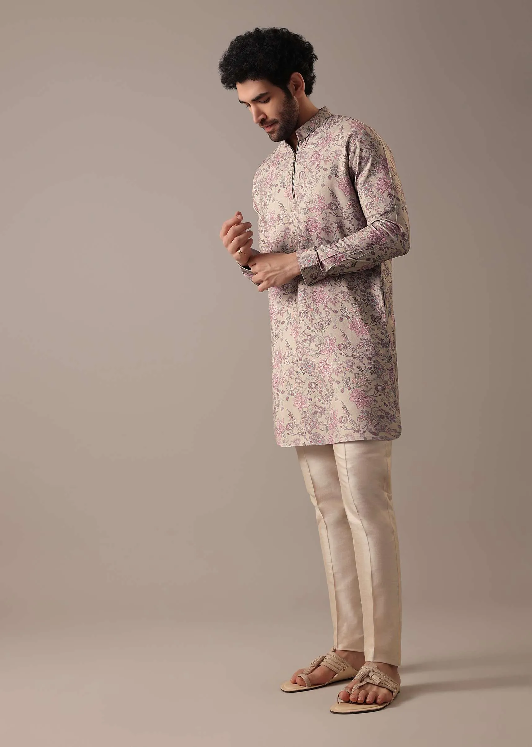 Multi Color Floral Print Kurta Set