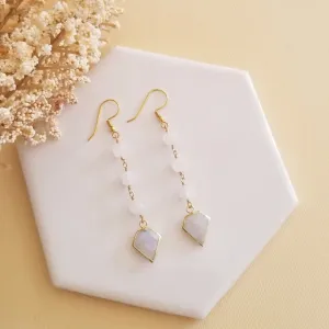 Natural Moonstone Earrings, Moonstone Dangle Earrings for Women