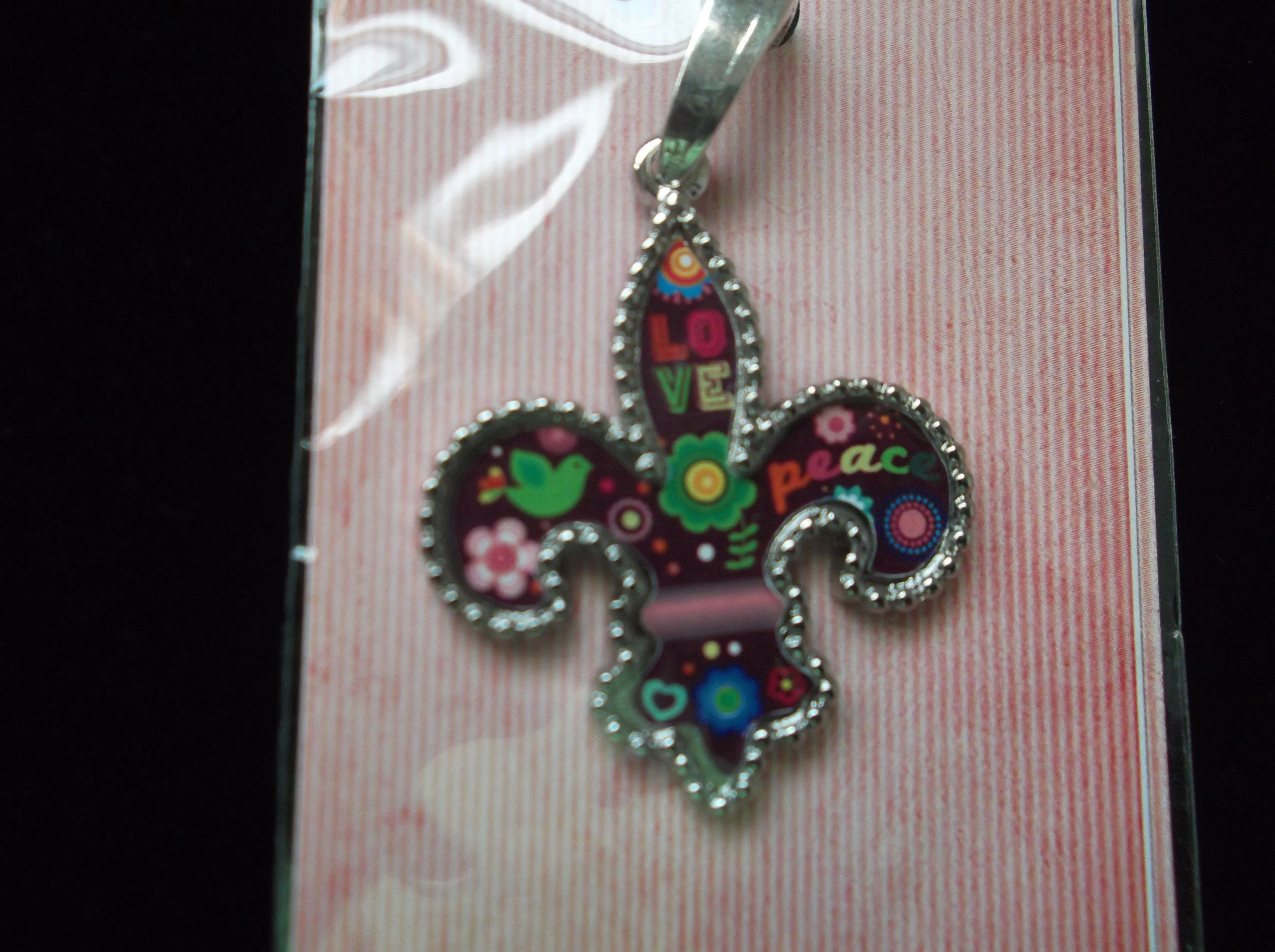 One-of-a-Kind Fleur De Lure Colorful Pendant Inlaid with Symbols