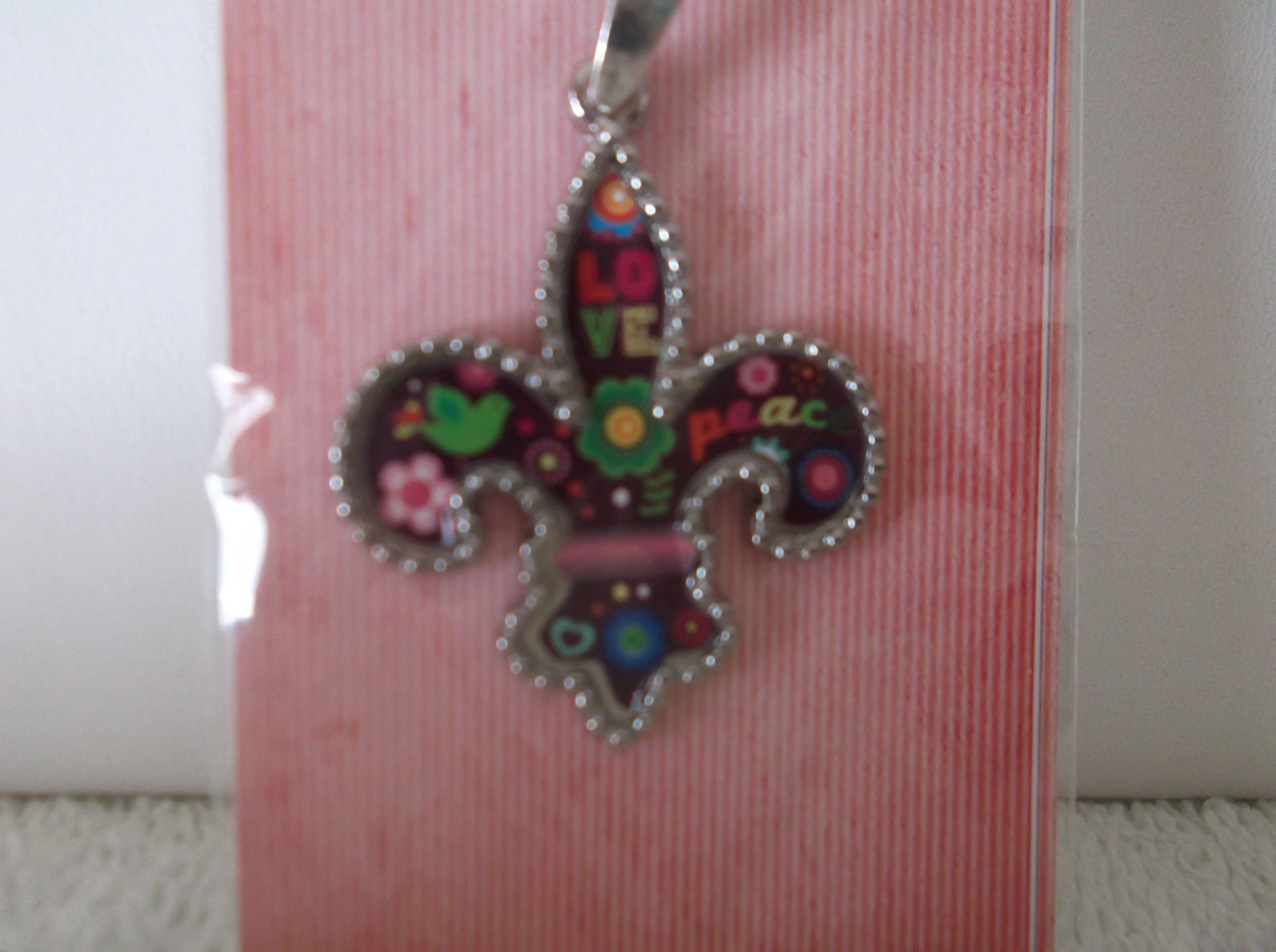 One-of-a-Kind Fleur De Lure Colorful Pendant Inlaid with Symbols