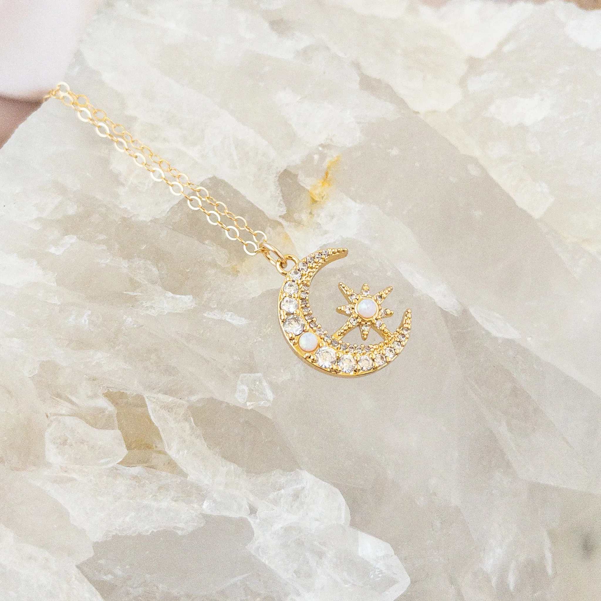 Opal Crescent Necklace