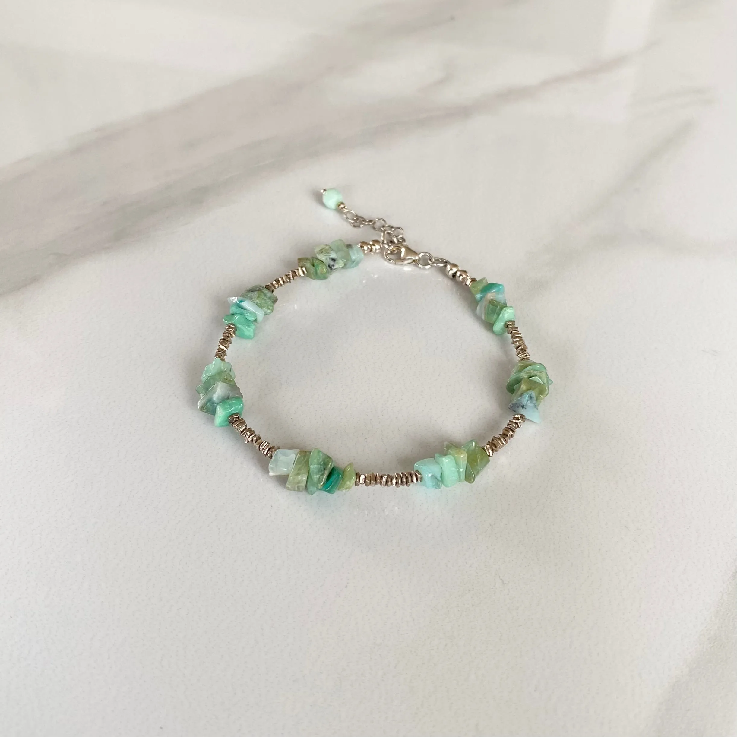 Peruvian Blue Opal and Fine Silver Bracelet