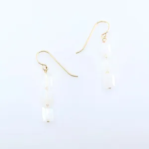 Rainbow Moonstone Rectangle Stack Earrings