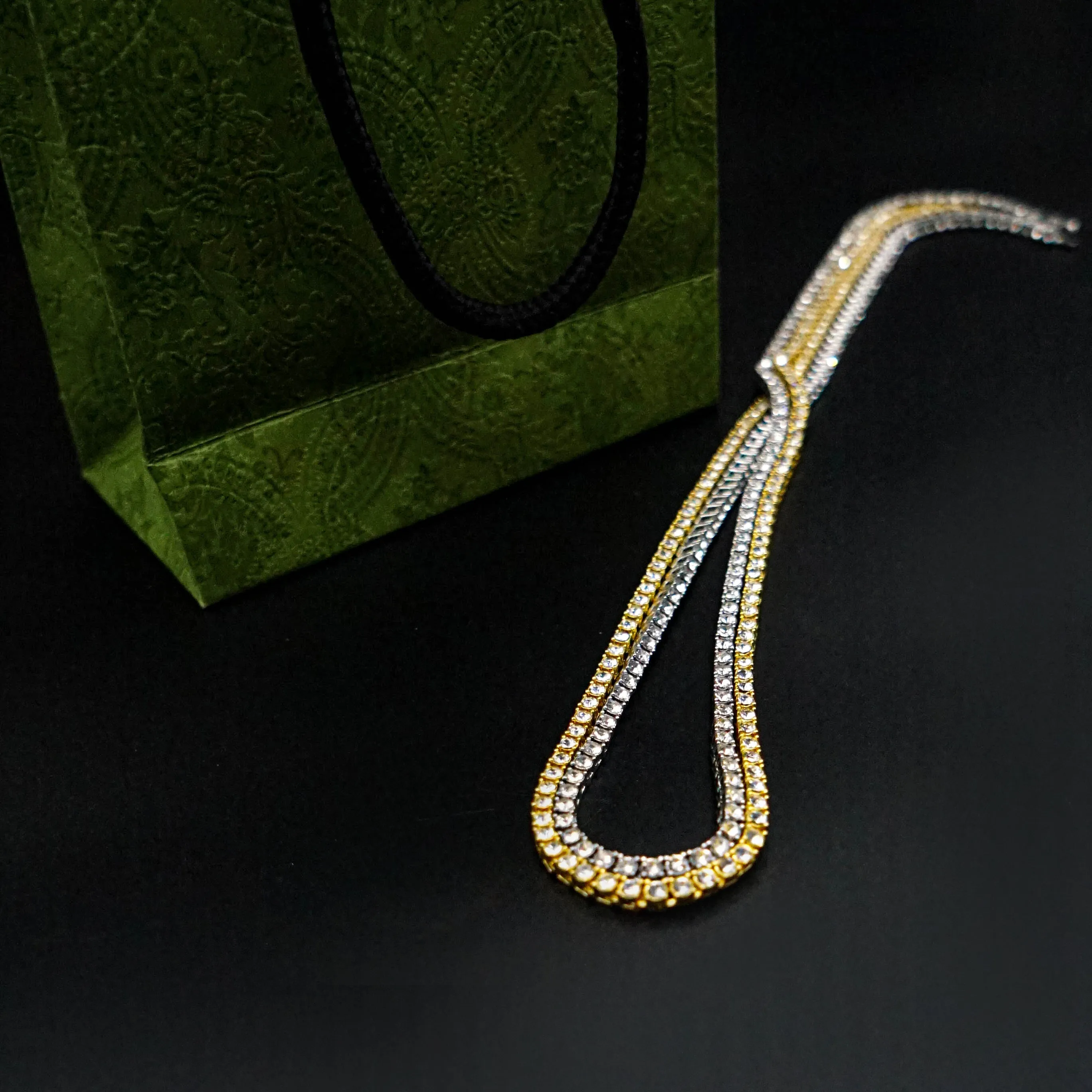 Rhinestone Inlaid Decorative Tennis Necklace