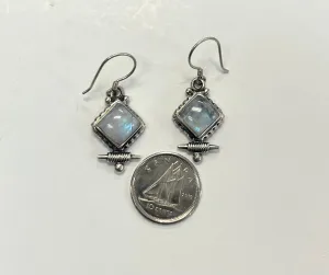 Silver Moonstone Dangle Earring Square/Diamond Shaped