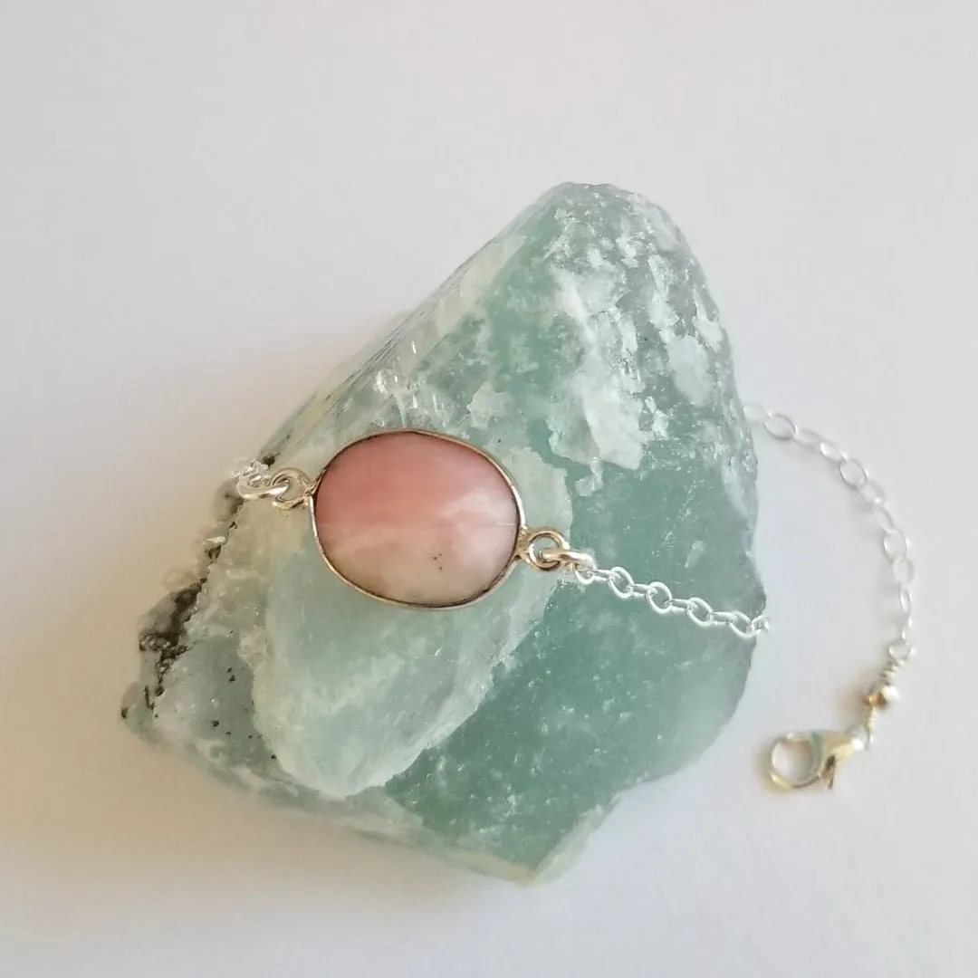 Sterling Silver Pink Opal Bracelet