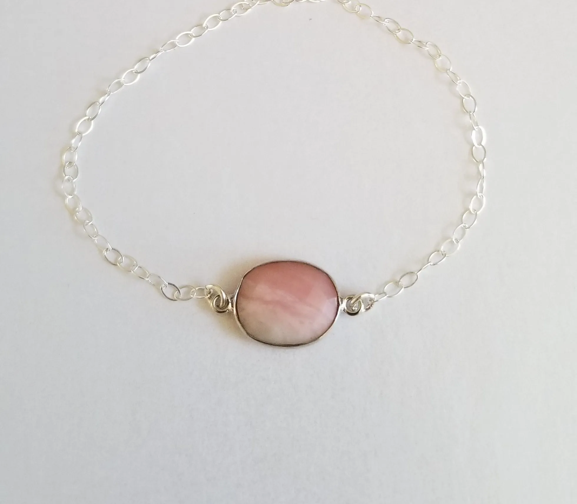 Sterling Silver Pink Opal Bracelet