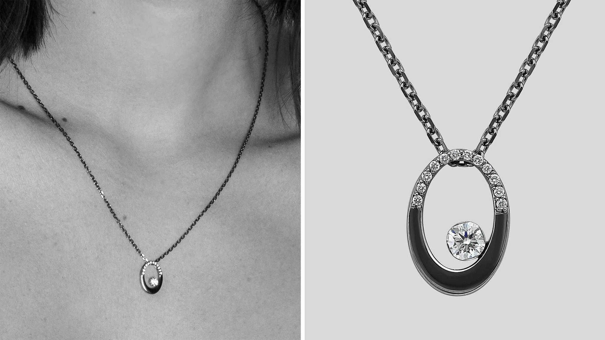 The Oval Floating Diamond Necklace
