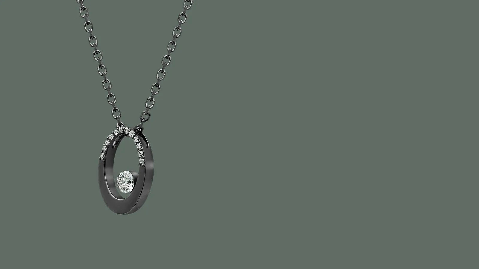 The Oval Floating Diamond Necklace
