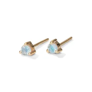 Tiny Stud, Rainbow Moonstone, 9kt Yellow Gold