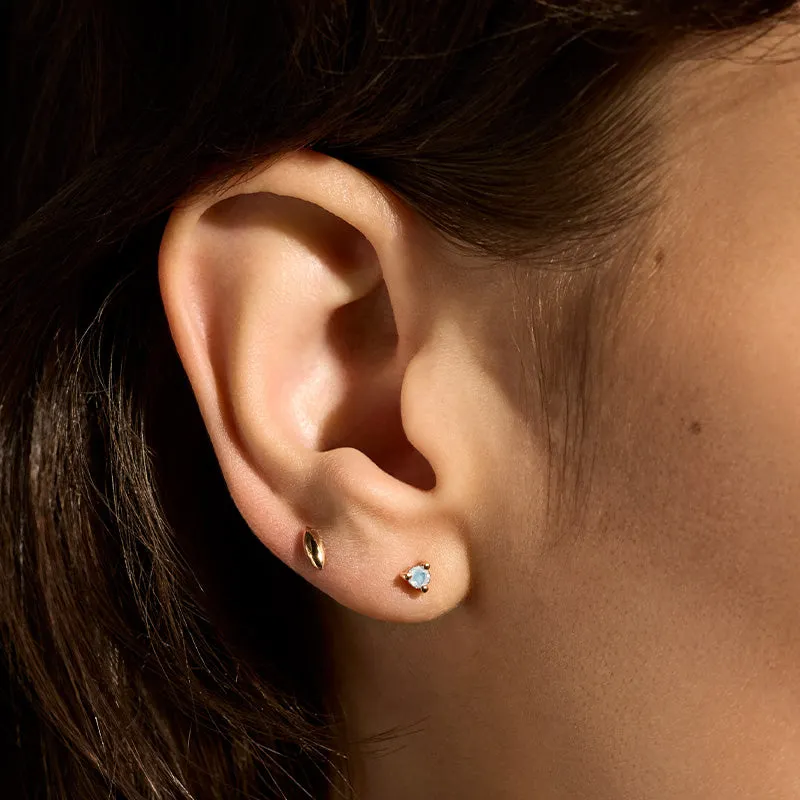 Tiny Stud, Rainbow Moonstone, 9kt Yellow Gold