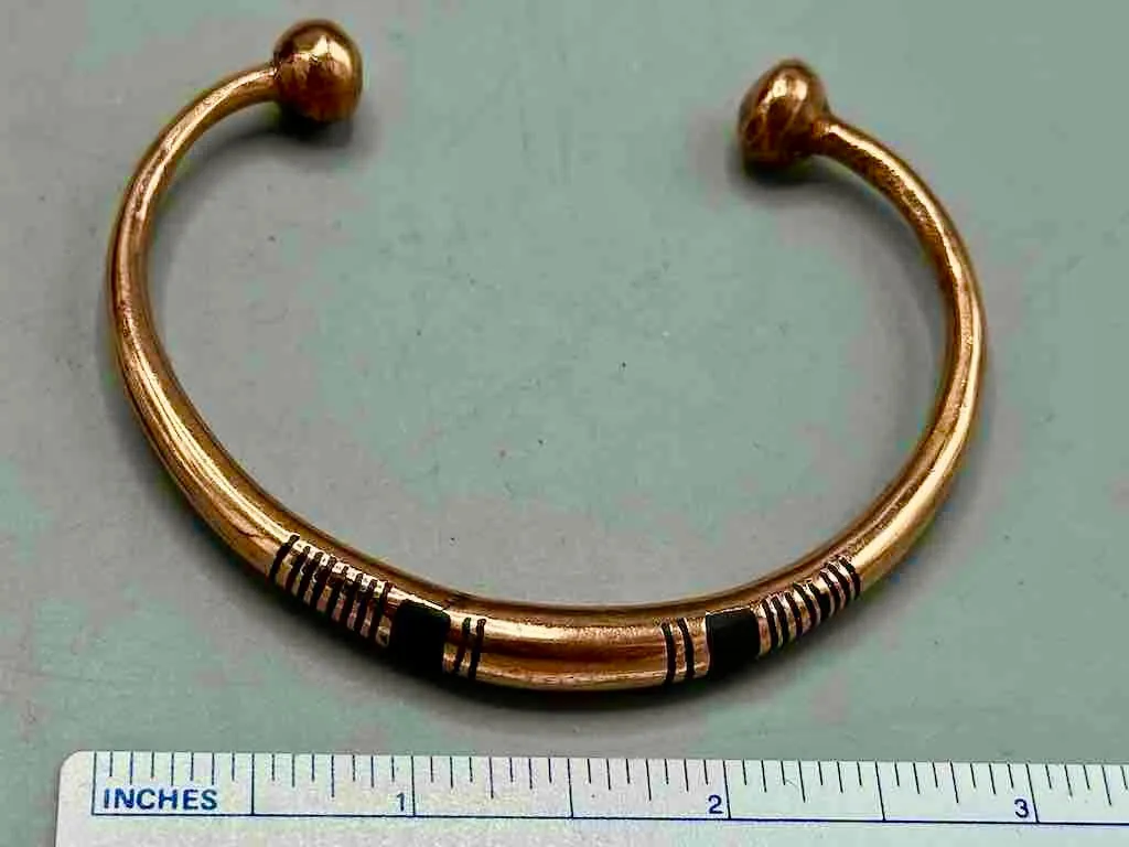 Tuareg Double Bar Multiple Stripe Inlay Heavier Copper Bracelet