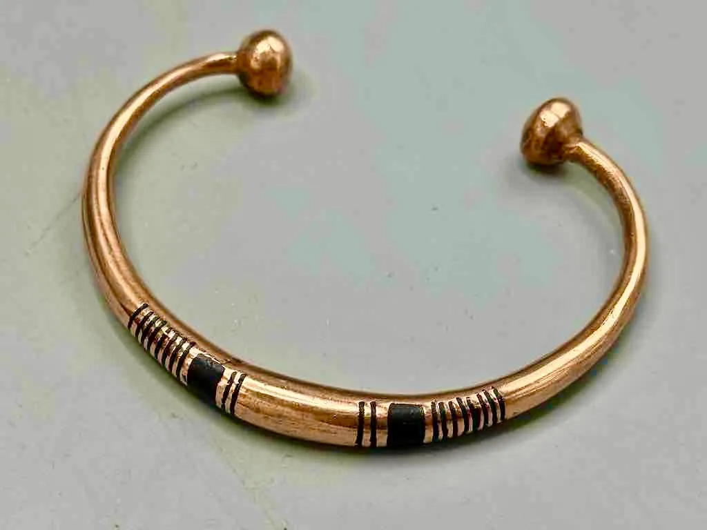 Tuareg Double Bar Multiple Stripe Inlay Heavier Copper Bracelet