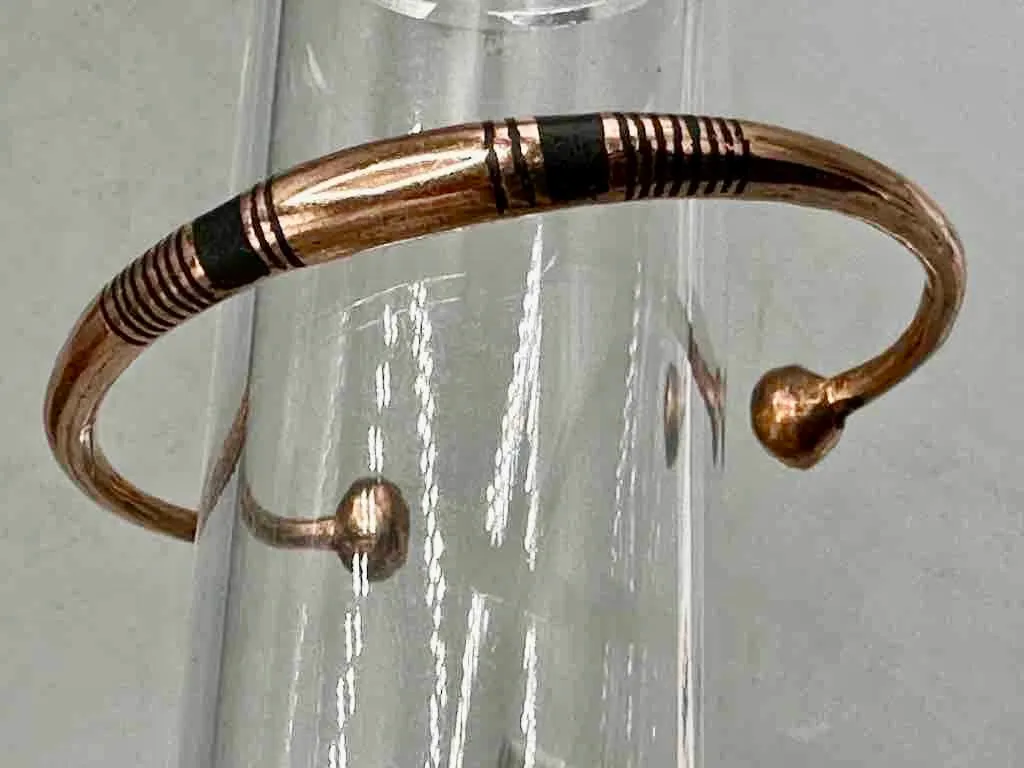 Tuareg Double Bar Multiple Stripe Inlay Heavier Copper Bracelet