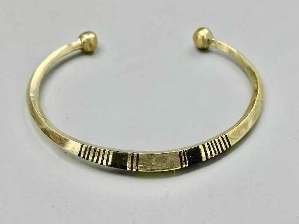 Tuareg Double Bar Multiple Stripe Inlay Squared Brass Bracelet